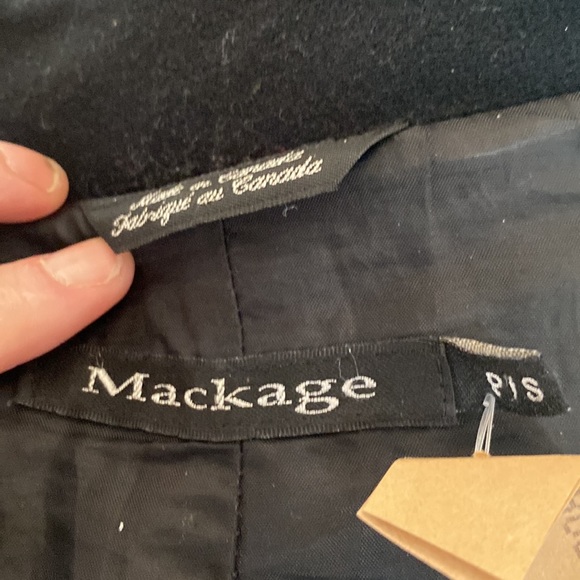Mackage long black wool nylon & cashmere blend size Small - Picture 9 of 11